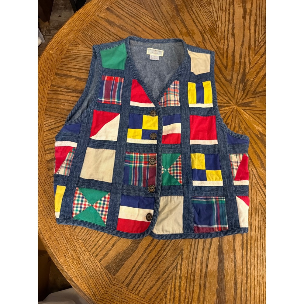 VTG 90'S Susan Bristol Casuals denim patchwork vest M